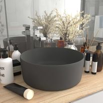 Ylellinen pesuallas pyöreä matta tummanharmaa 40x15cm, Verkkokaupan poistotuote
