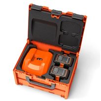 Akkulaatikko Husqvarna BC1-UN, 2xBLi 220X 36V -akuilla ja pikalaturilla