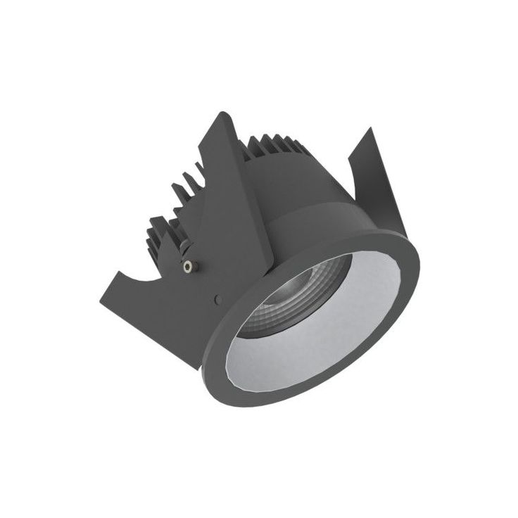 LED-alasvalo Illuxtron Strada, Ø75mm, HV-FD, 800lm, 3000K, 40°, musta/hopea