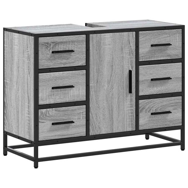 Allaskaappi altaalla harmaa Sonoma 80x33x60cm tekninen puu (49282)