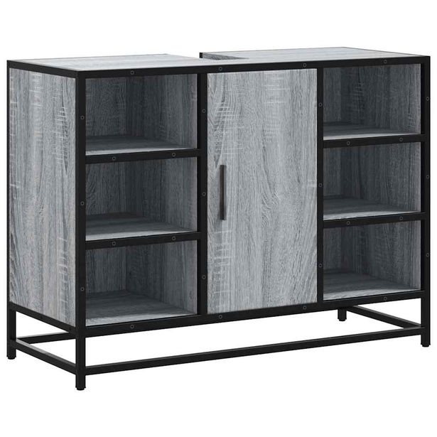 Allaskaappi altaalla harmaa Sonoma 80x33x60cm tekninen puu (49292)