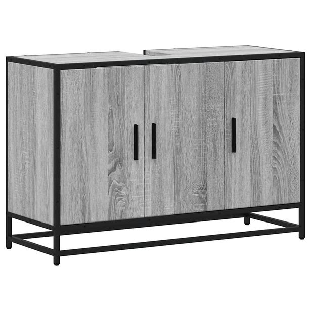 Allaskaappi altaalla harmaa Sonoma 90x33x60cm tekninen puu (49272)