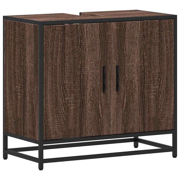 Allaskaappi altaalla ruskea tammi 65x33x60 cm tekninen puu (49268)