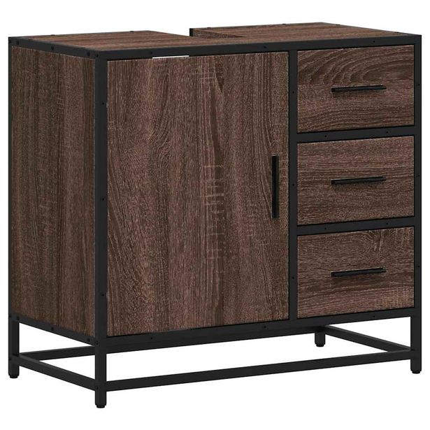 Allaskaappi altaalla ruskea tammi 65x33x60 cm tekninen puu (49278)