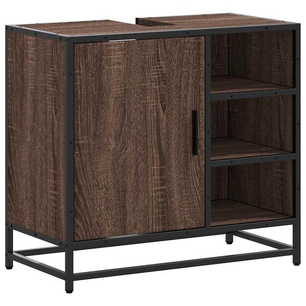 Allaskaappi altaalla ruskea tammi 65x33x60 cm tekninen puu (49288)
