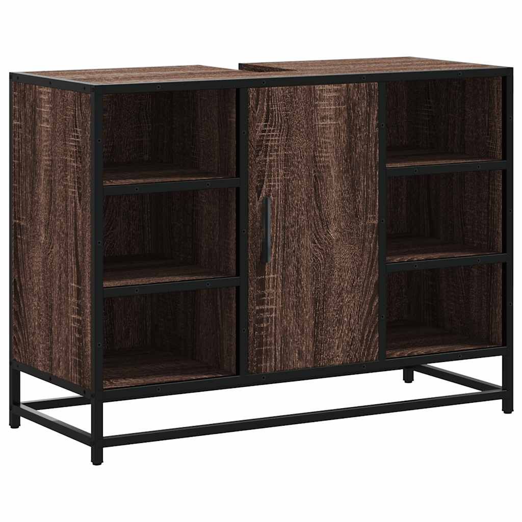 Allaskaappi altaalla ruskea tammi 80x33x60 cm tekninen puu (49293)