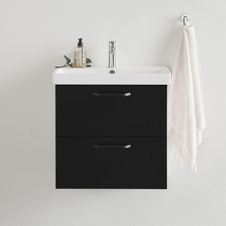 Allaskaappi ja pesuallas Bathlife Yster, 560x320x550 mm, musta/valkoinen
