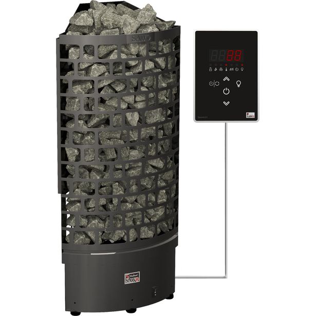 Sähkökiuas SAWO Aries Corner Black Ni2, 4.5kW, 3-6m³, erillinen ohjaus