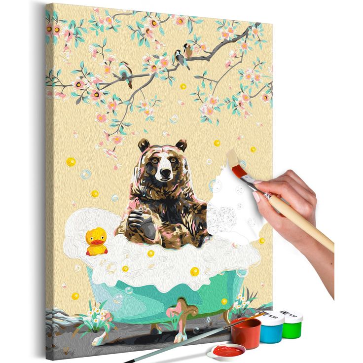 DIY kangas maalaus - Bathing Bear
