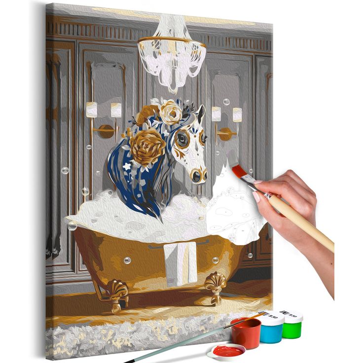 DIY kangas maalaus - Bathing Horse