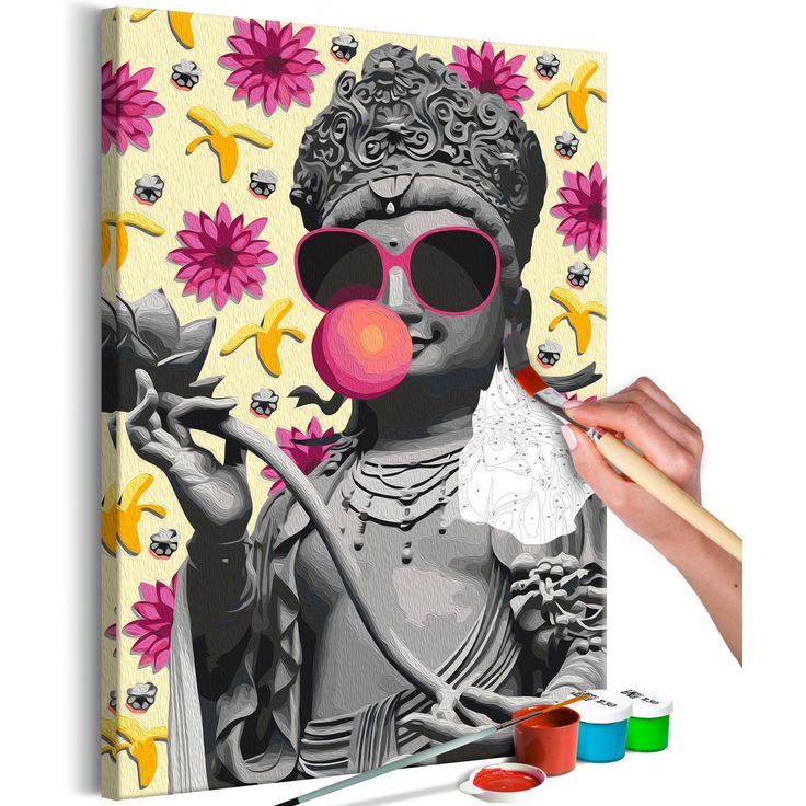DIY kangas maalaus - Buddha and Bananas