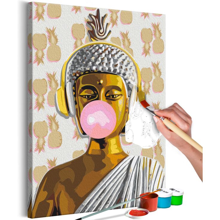 DIY kangas maalaus - Buddha and Pineapples