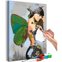 DIY-taulu Artgeist Butterfly Woman, 60x40cm, harmaa