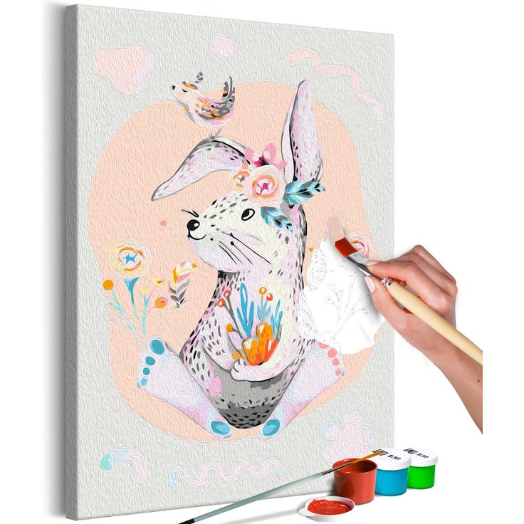 DIY kangas maalaus - Colourful Rabbit