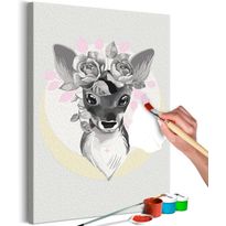 DIY-taulu Artgeist Doe with Flowers, 60x40cm, mustavalkoinen