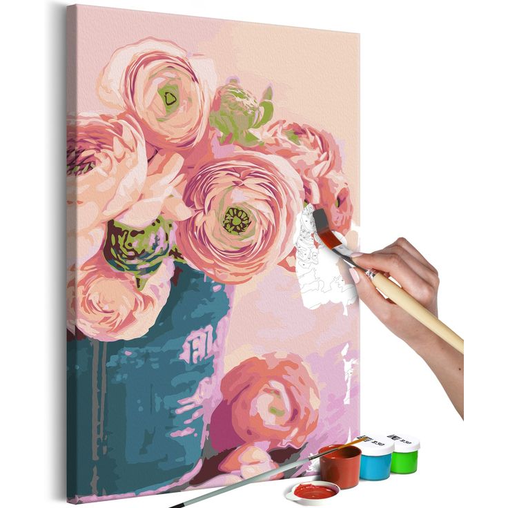DIY kangas maalaus - Flowers in Blue Vase