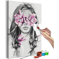 DIY-taulu Artgeist Flowers On Eyes, 60x40cm, harmaa