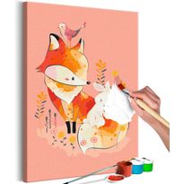 DIY-taulu Artgeist Fox and Rabbit, 60x40cm, punainen