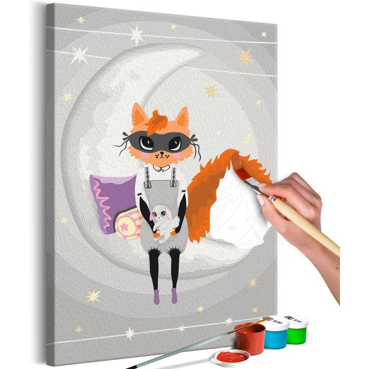 DIY kangas maalaus - Fox for Goodnight