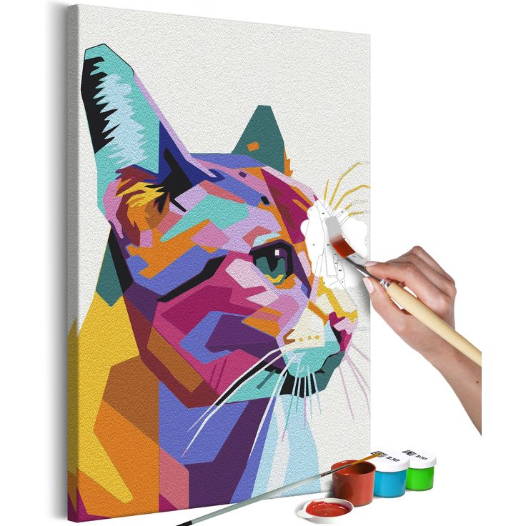 DIY kangas maalaus - Geometric Cat