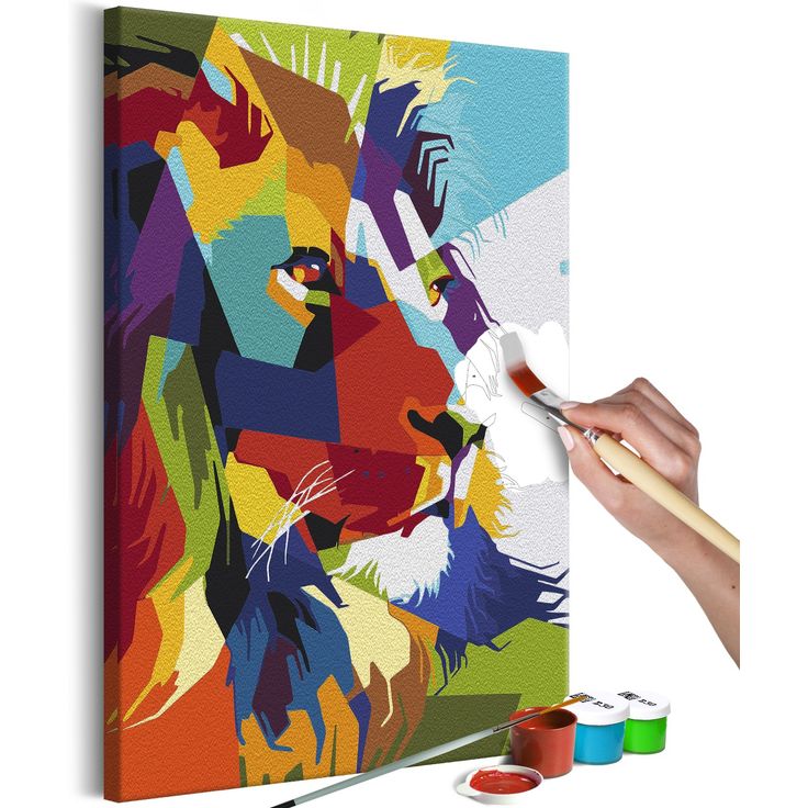 DIY kangas maalaus - Geometric Lion