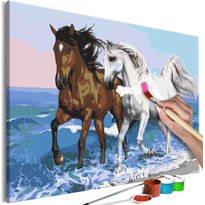 DIY-taulu Artgeist Horses at the Seaside, 40x60cm, harmaa