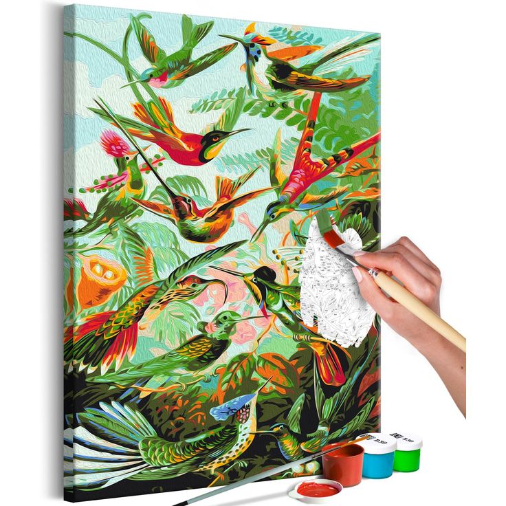 DIY kangas maalaus - Hummingbird Family