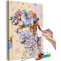 DIY-taulu Artgeist Hydrangea Girl, 60x40cm, harmaa