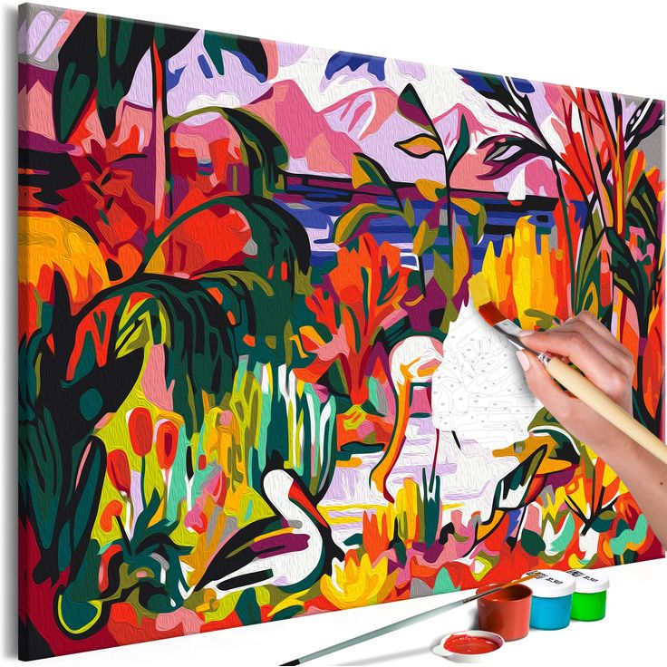 DIY kangas maalaus - Jean Metzinger: Paysage color aux oiseaux aquatiques