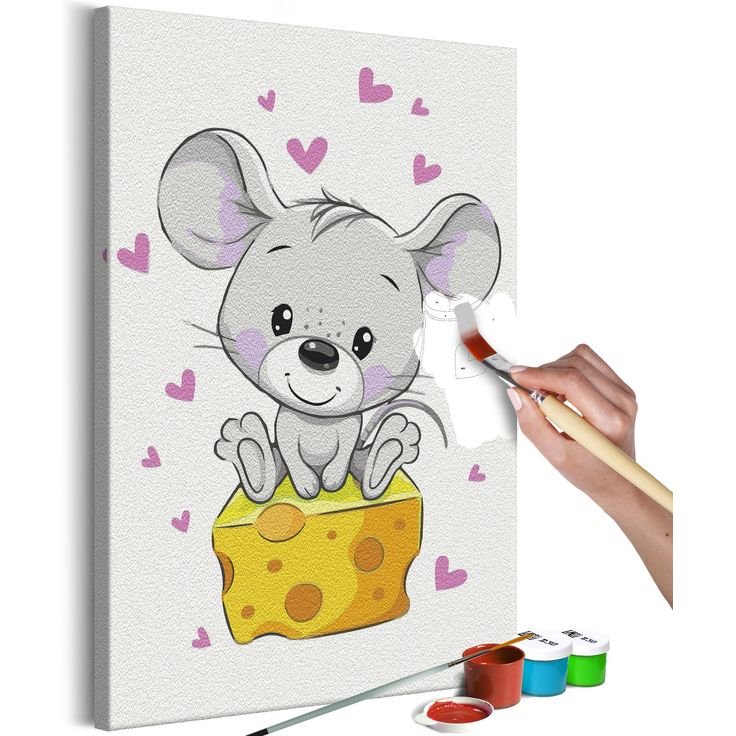 DIY kangas maalaus - Mouse in Love
