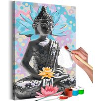DIY-taulu Artgeist Rainbow Buddha, 60x40cm, harmaa