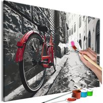 DIY-taulu Artgeist Red Bike, 40x60cm, mustavalkoinen
