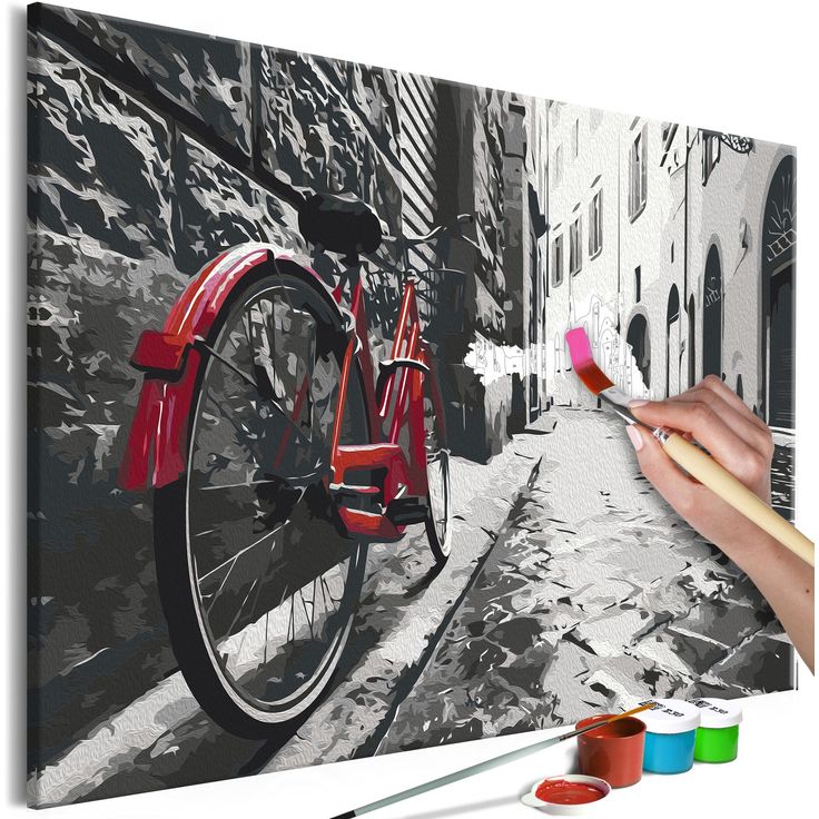 DIY kangas maalaus - Red Bike