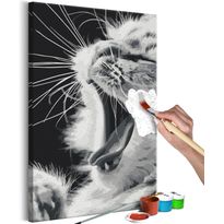 DIY-taulu Artgeist Yawning Kitten, 60x40cm, mustavalkoinen