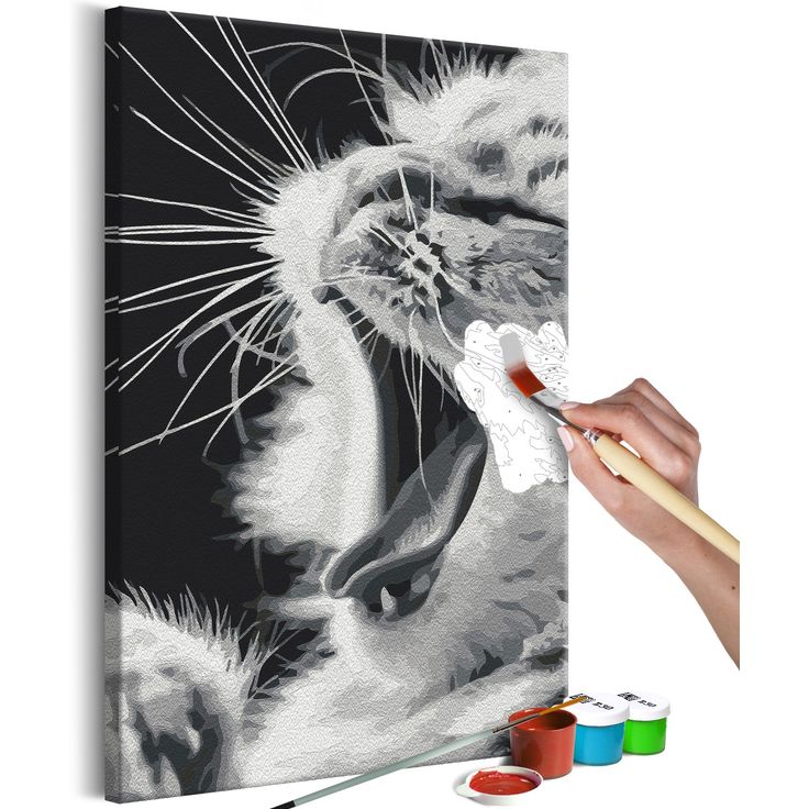 DIY kangas maalaus - Yawning Kitten