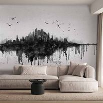 Kuvatapetti Artgeist Big city - abstract city skyline in black watercolour style, eri vaihtoehtoja
