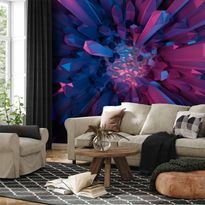 Kuvatapetti Artgeist Crystal - geometric fantasy with 3D elements in purple tones, eri vaihtoehtoja