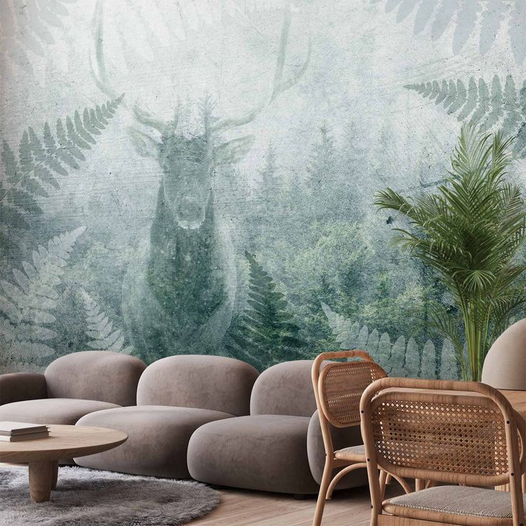 CONFIGURABLE PÄÄTUOTE - Valokuvatapetti - Deer in Ferns - Third Variant 61198