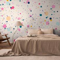 Kuvatapetti Artgeist Dots Speckles and Splatters Multicolored Cheerful Pattern on a Light Pink Background, eri vaihtoehtoja
