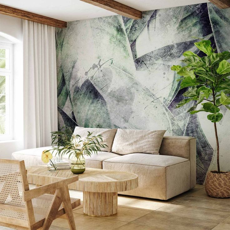 CONFIGURABLE PÄÄTUOTE - Valokuvatapetti - Eclectic jungle - plant motif with exotic leaves with texture 15115