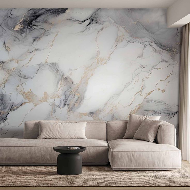 CONFIGURABLE PÄÄTUOTE - Valokuvatapetti - Elegant Marble - Stone Structures in Neutral Colours 43515