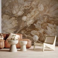 Kuvatapetti Artgeist Floral Ornaments Carved in Delicate Sepia and Brown Shades, eri vaihtoehtoja