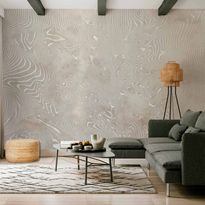 Kuvatapetti Artgeist Flowing shapes - abstract beige and white background in patterned compositions, eri vaihtoehtoja