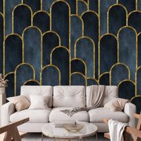 Kuvatapetti Artgeist Gold and Navy Blue Pattern, eri vaihtoehtoja