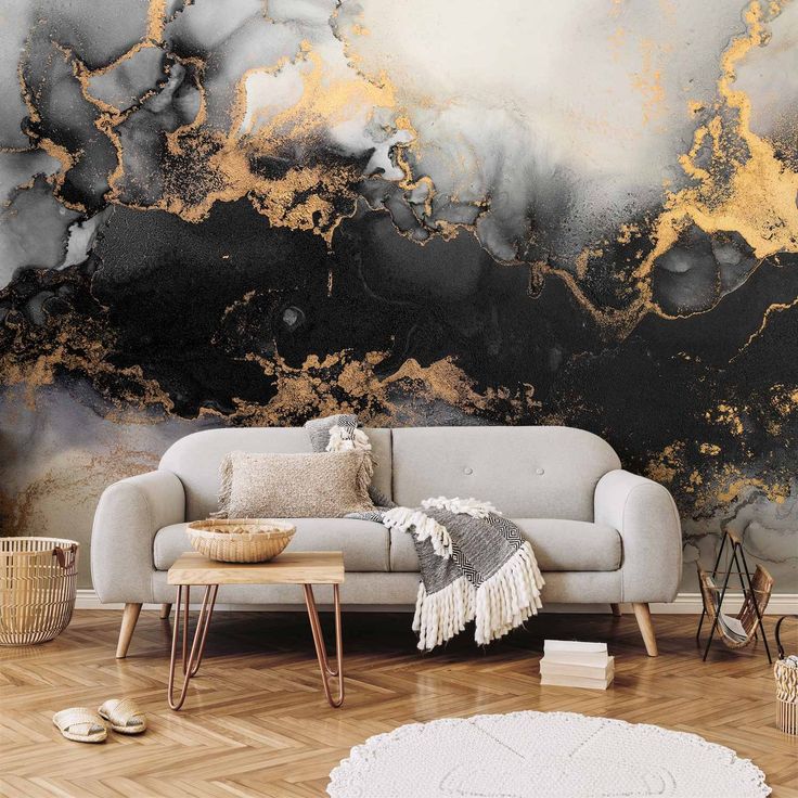 CONFIGURABLE PÄÄTUOTE - Valokuvatapetti - Gold Explosions - an Abstract Pattern Inspired by Marble 43751