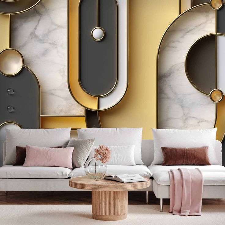 CONFIGURABLE PÄÄTUOTE - Valokuvatapetti - Gold-marble Geometric Pattern 44239