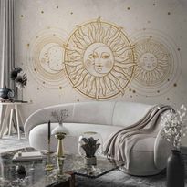 Kuvatapetti Artgeist Golden Sun and Moon - Artistic Illustration in Retro Style, eri vaihtoehtoja