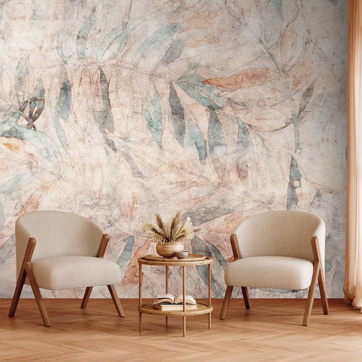 CONFIGURABLE PÄÄTUOTE - Valokuvatapetti - Greek laurels - faded composition with leaves on a beige patterned background 46782