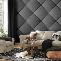 Kuvatapetti Artgeist Grey symmetry - geometric pattern in concrete pattern with black joints, eri vaihtoehtoja