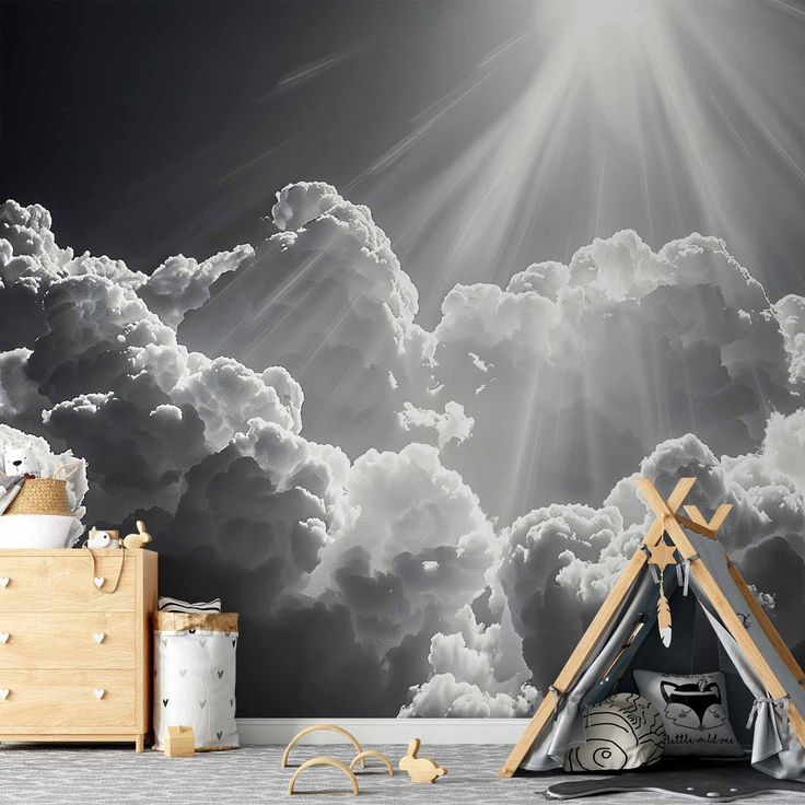 CONFIGURABLE PÄÄTUOTE - Valokuvatapetti - Hope in the Clouds: Inspiring Rays of the Sun – Awaken Emotions 01691